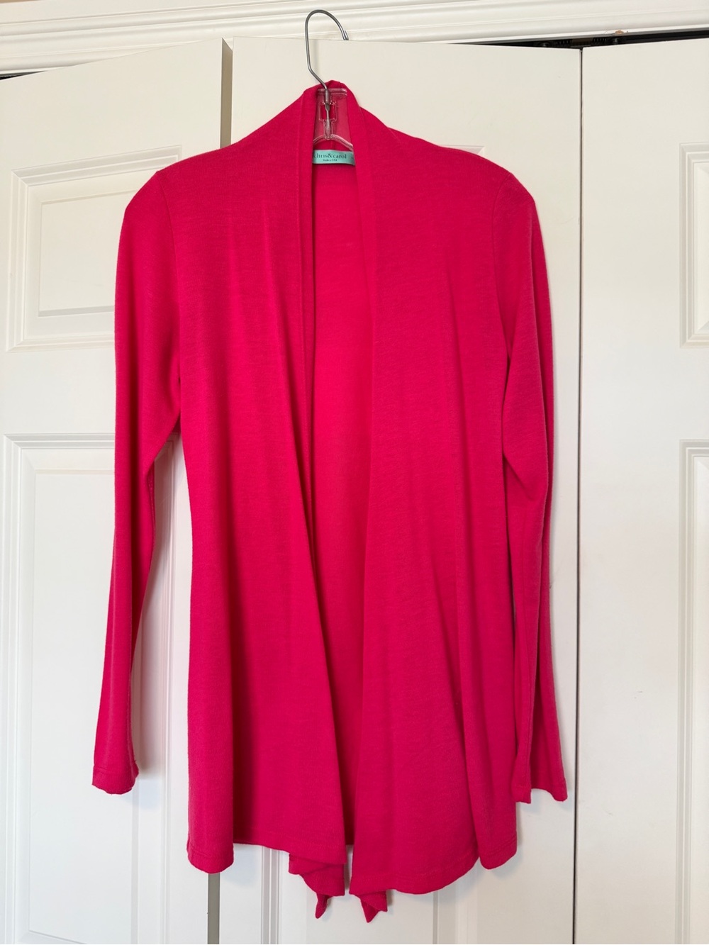 Chris & Carol Bright Pink Open-Front Women's Sweater Cardigan